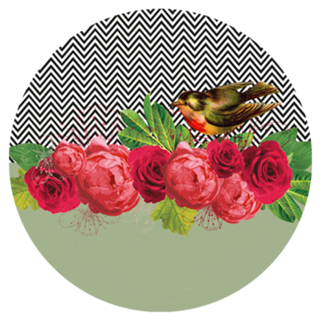 Bird, Flowers and Chevron