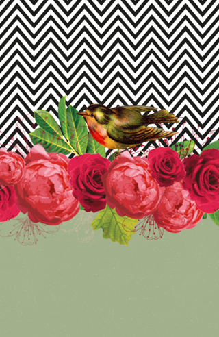 Bird, Flowers and Chevron