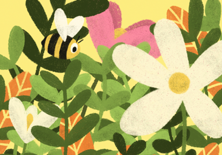 Abelha, flores e plantas