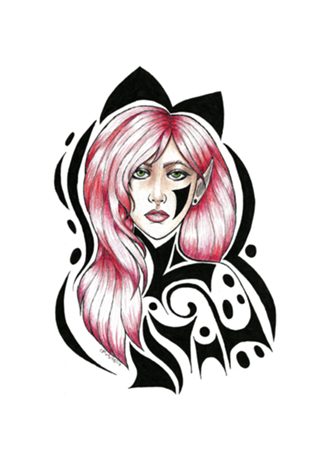Elfa em Rosa e Preto