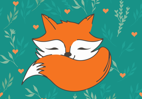 Raposa com folhagem