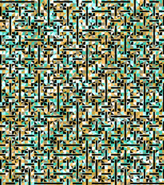 Grid in brown and green with shapes