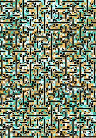 Grid in brown and green with shapes