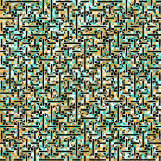 Grid in brown and green with shapes
