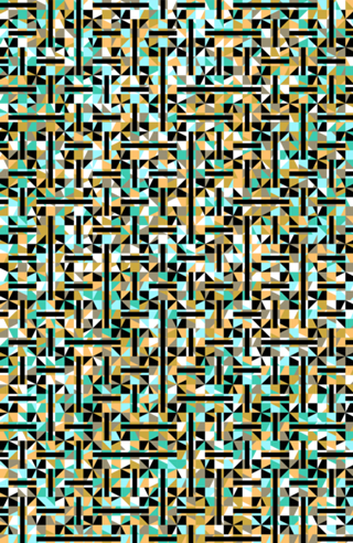 Grid in brown and green with shapes