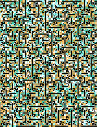 Grid in brown and green with shapes