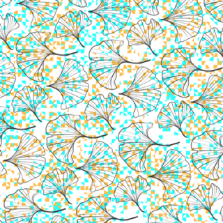 Grid in yellow and blue and petals