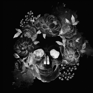 Caveira e flores black