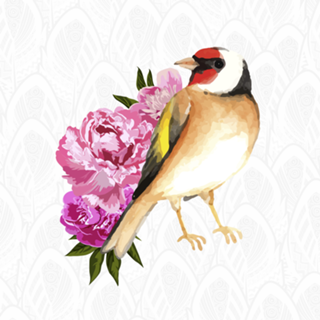 Passarinho e flores