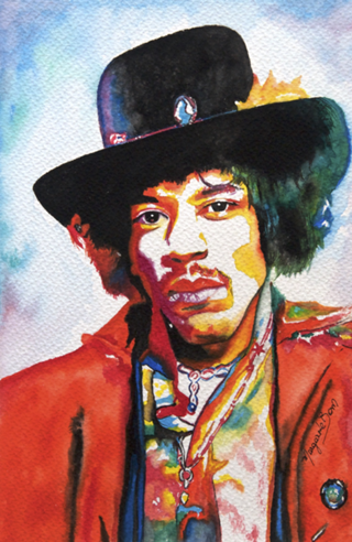 Jimmy Hendrix em aquarela