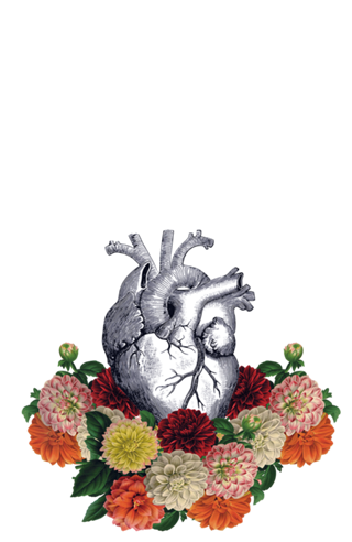 Heart in a nest of flowers