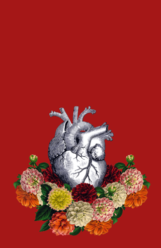 Heart in a nest of flowers