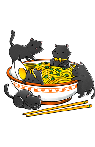 Kawaii Anime Cat Japanese Ramen Noodles