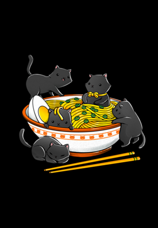 Kawaii Anime Cat Japanese Ramen Noodles