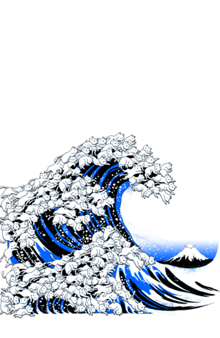Kanagawa Cat Wave Black
