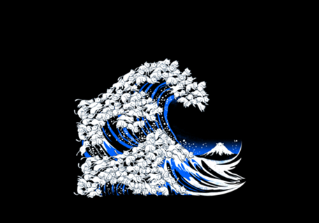 Kanagawa Cat Wave Black