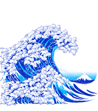 Kanagawa Cat Wave White