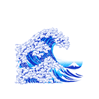 Kanagawa Cat Wave White