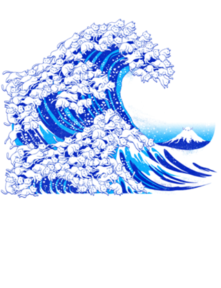 Kanagawa Cat Wave White