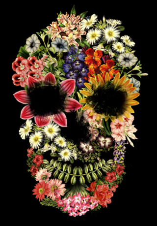 Floral Skull Vintage Black