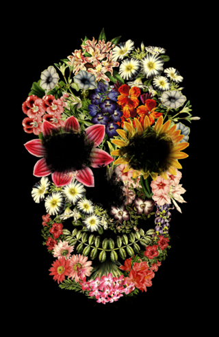 Floral Skull Vintage Black