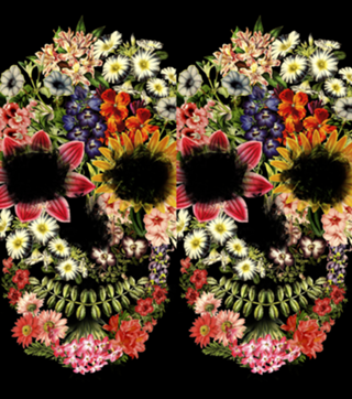 Floral Skull Vintage Black