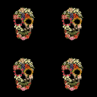 Floral Skull Vintage Black