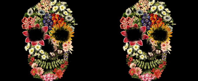Floral Skull Vintage Black