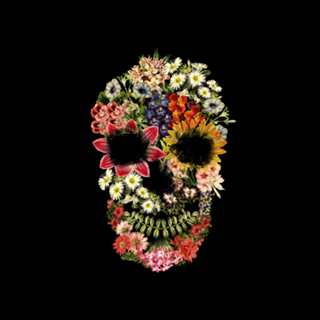 Floral Skull Vintage Black