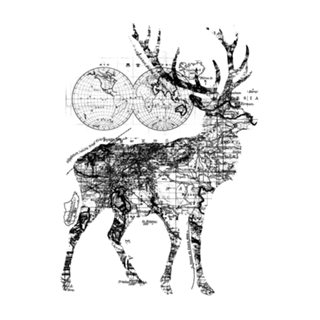 Deer Wanderlust Black and White