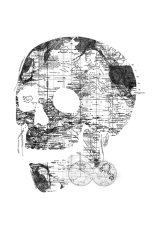 Skull Wanderlust Black and White