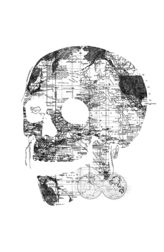 Skull Wanderlust Black and White