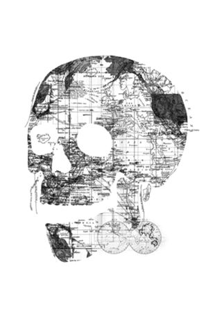 Skull Wanderlust Black and White