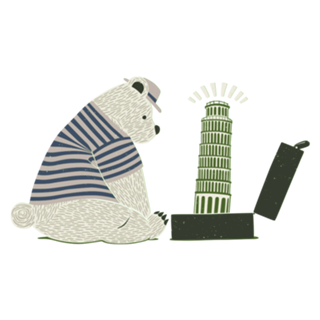 Traveler Tourist Tower of Pisa Bear Italy