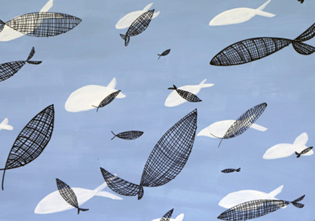 Peixes com fundo azul