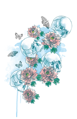 Caveira e Flores