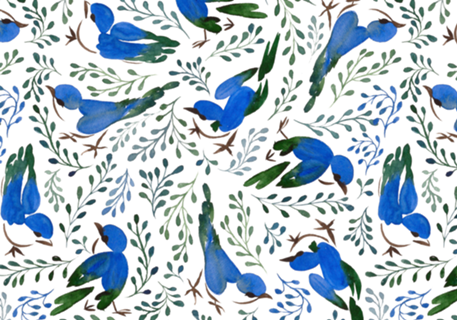 Passarinhos - azul e verde