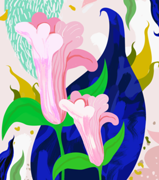 Blue Leaf | Abstract Botanical Floral Painting