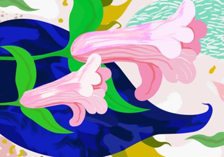Blue Leaf | Abstract Botanical Floral Painting
