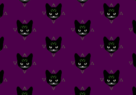 Gatos pretos em roxo