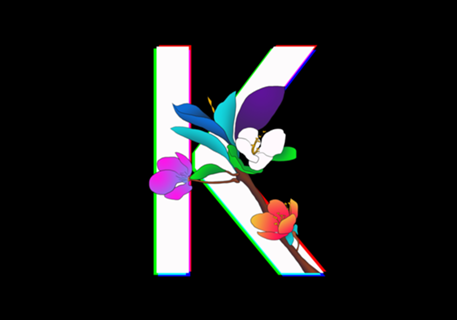 Monograma Floral K neon