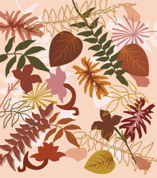 Floral e folhas abstrato terra