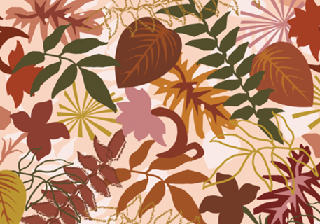 Floral e folhas abstrato terra