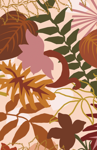 Floral e folhas abstrato terra