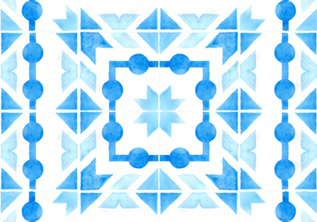 Blue watercolor geometric tile