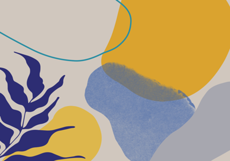 Nature shapes and plants in blue I