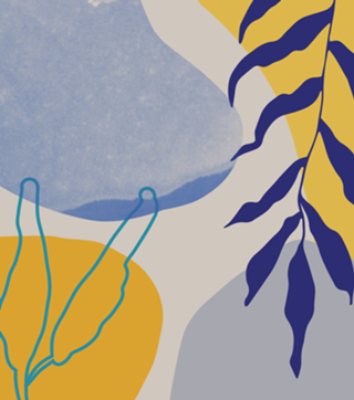 Nature shapes and plants in blue II
