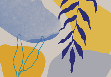 Nature shapes and plants in blue II