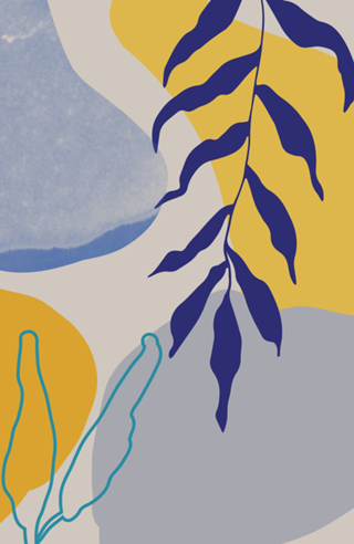 Nature shapes and plants in blue II