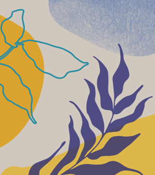 Nature shapes and plants in blue III